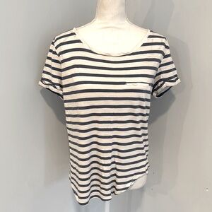 H&M Fitted Blue and White Short Sleeve Tee